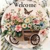 1pc 8x8 Inch Fantasy Animal Round Welcome Sign Waterproof HD Printed Floral Butterfly Door Hanger Wall Decor