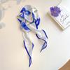 Floral Countryside Style Spring and Summer Diamond Shaped Scarf Temperament Silk Scarf Women's Headband Tie Bag
