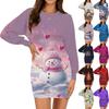 Women's Fashion Casual Christmas Print Round Neck Long Sleeve Dress