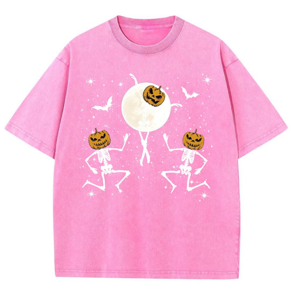 Женская футболка с принтом тыквы и черепа на Хэллоуин, свободный короткий рукав для пары, забавный дизайн