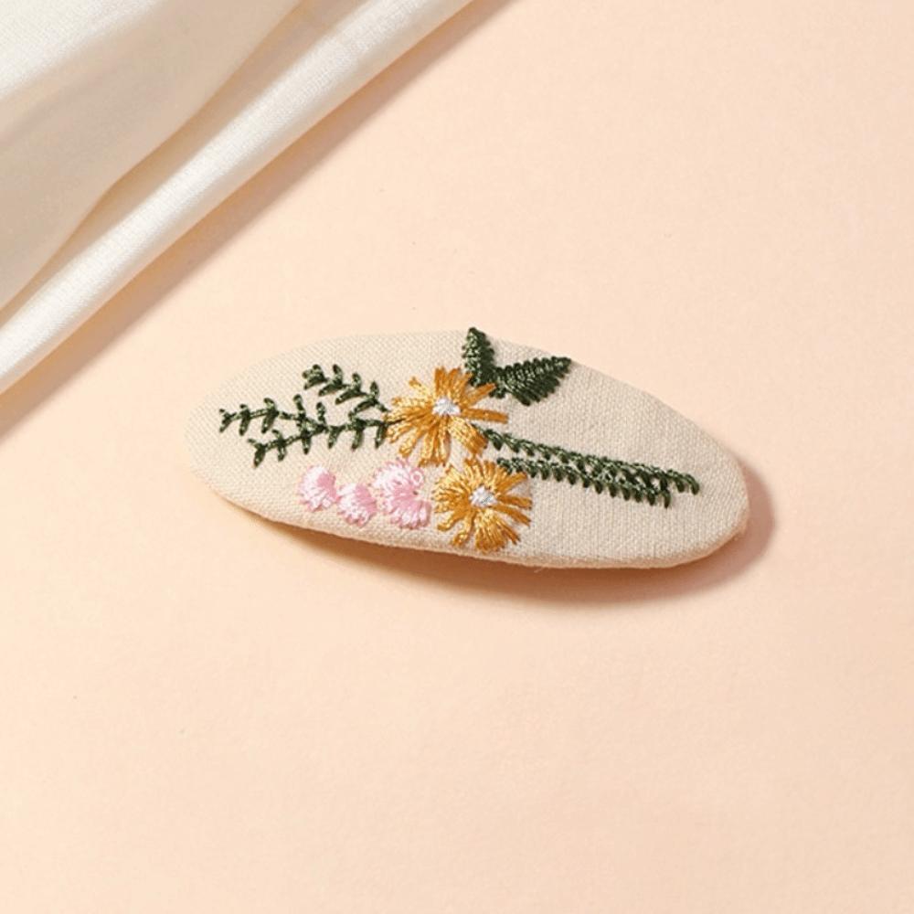 Embroidery Hair Clip Leaf Hair Barrette Fresh BB Clip Girls