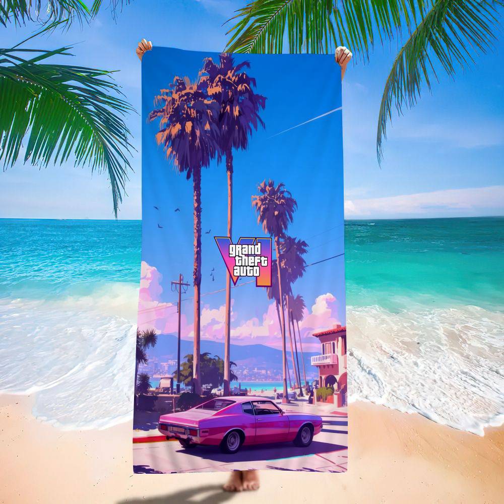 G-Grand T-Theft A-Auto VI Game Microfiber Blanket Quick Drying Beach Towels Oversized Printing Super Absorbent Pool Towel