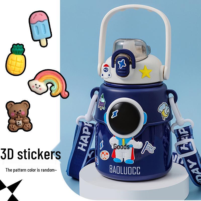 Изолированная бутылка для воды «Астронавт» для детей - Нержавеющая сталь 316, Большая вместимость с соломинкой