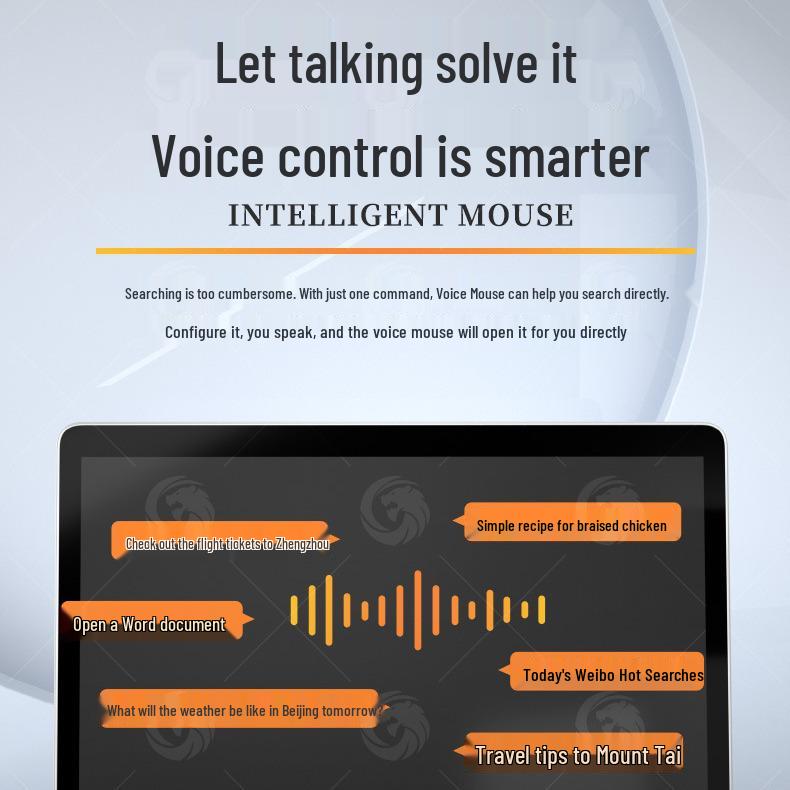 Беспроводная Bluetooth-мышь с голосовым управлением, перезаряжаемая, с функцией перевода и бесшумным набором текста