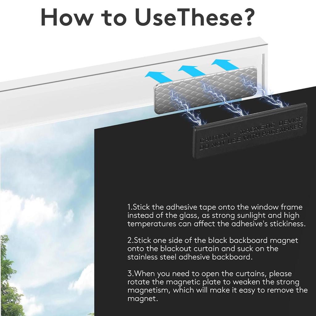 Набор из 10 магнитных зажимов для штор для горизонтальных штор с клейкой задней стороной, липкие держатели-стяжки, держатель для карточек/именных бирок
