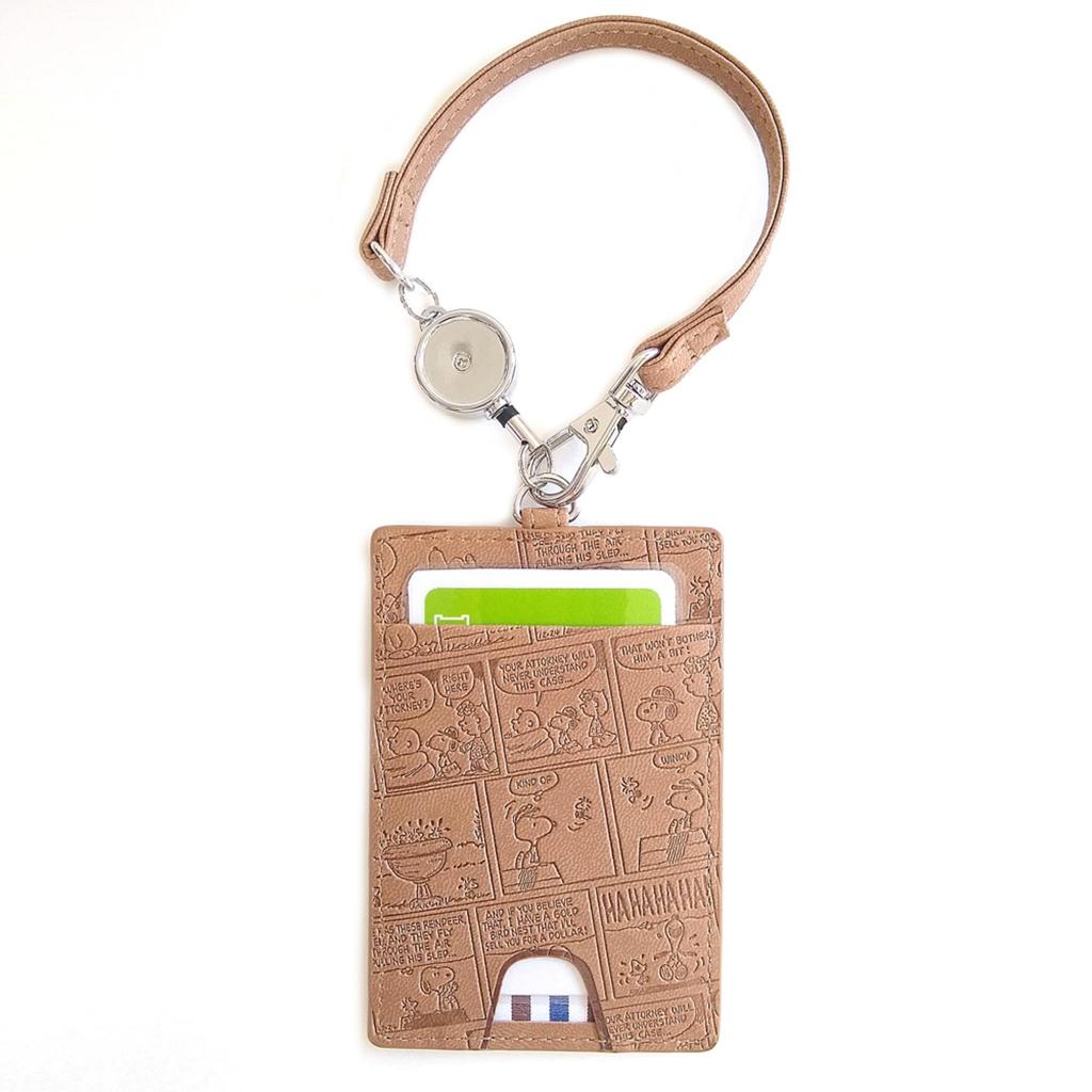 Чехол для пропуска Snoopy Чехол для пропуска с ремешком для катушки Стильный чехол из искусственной кожи с милым тисненым дизайном All Comics Черный чехол для карты IC