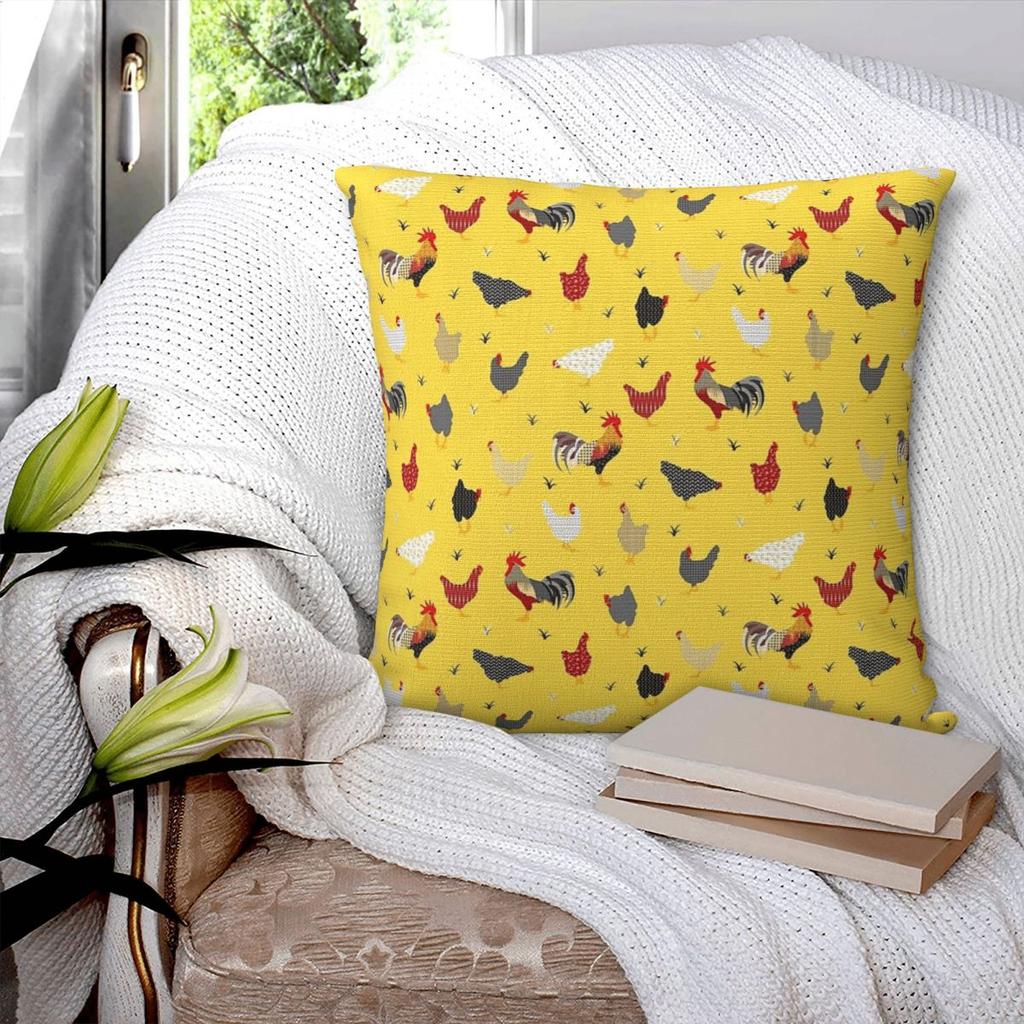 Chicken Farm Square Pillowcase Pillow Cover Polyester Cushion Decor Comfort Throw Pillow for Home Bedroom