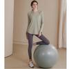 Yoga Long Open Loose Round Green W&C Women's Top, Sleeves, Back, Sportswear, Training, Stretch, Fit, Neck, Figure-Shaping, Quick-Drying, Comfortable,