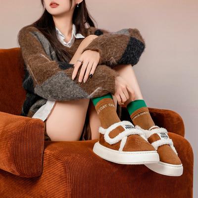 Хлопковые тапочки на толстой подошве женские осенне-зимние новые домашние комнатные тапочки из хлопка с сумкой и бархатной отделкой