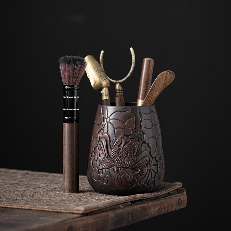 Высококачественная фиолетовая керамика для чайной церемонии Six Gentlemen Hand Carving Керамика Blackwood Solid Kung Fu Чайный сервиз Аксессуары