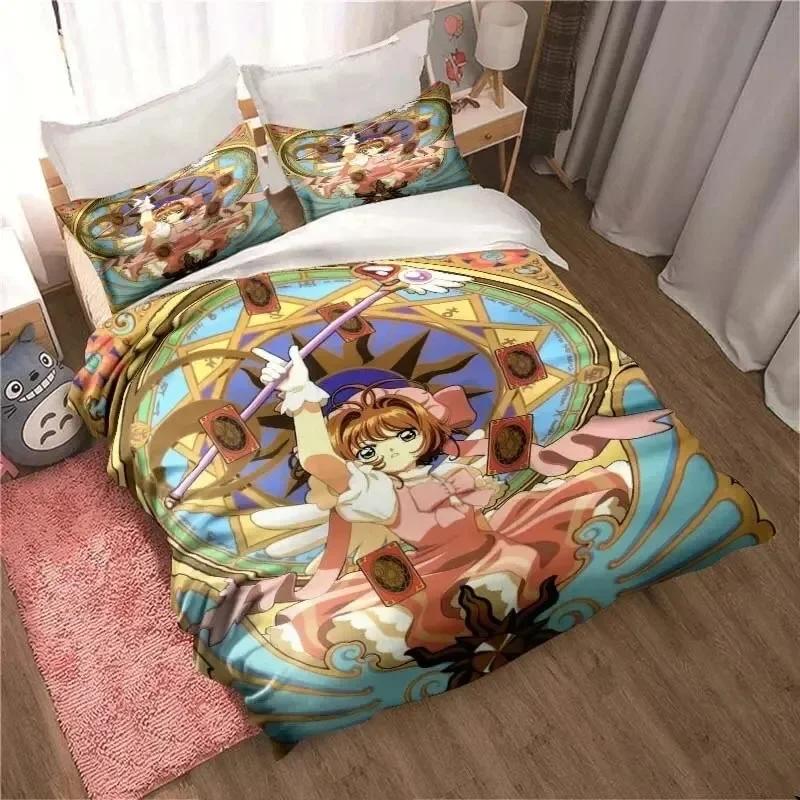 Аниме Cardcaptor Sakura Комплект постельного белья для мальчиков и девочек Twin Queen Size Пододеяльник Наволочка Кровать Дети Взрослые Мода Домашний текстиль Текстиль