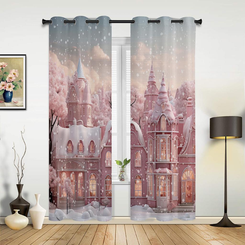 Christmas Tree Decoration Curtains for Bedroom Living Room Drapes Kitchen Children's Room Window Curtain Modern Home Decor