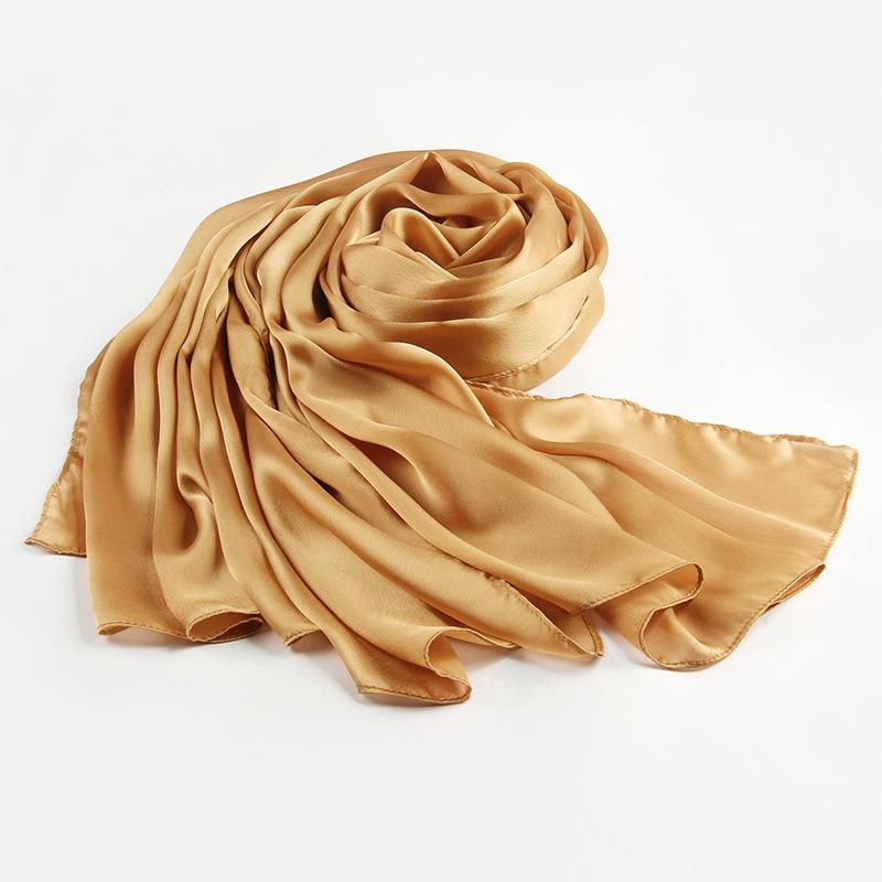 Роскошный брендовый летний однотонный шарф из чистого шелка для женщин, длинный, большого размера, мягкая накидка и шали, бандана, пляжный хиджаб, головной платок для женщин