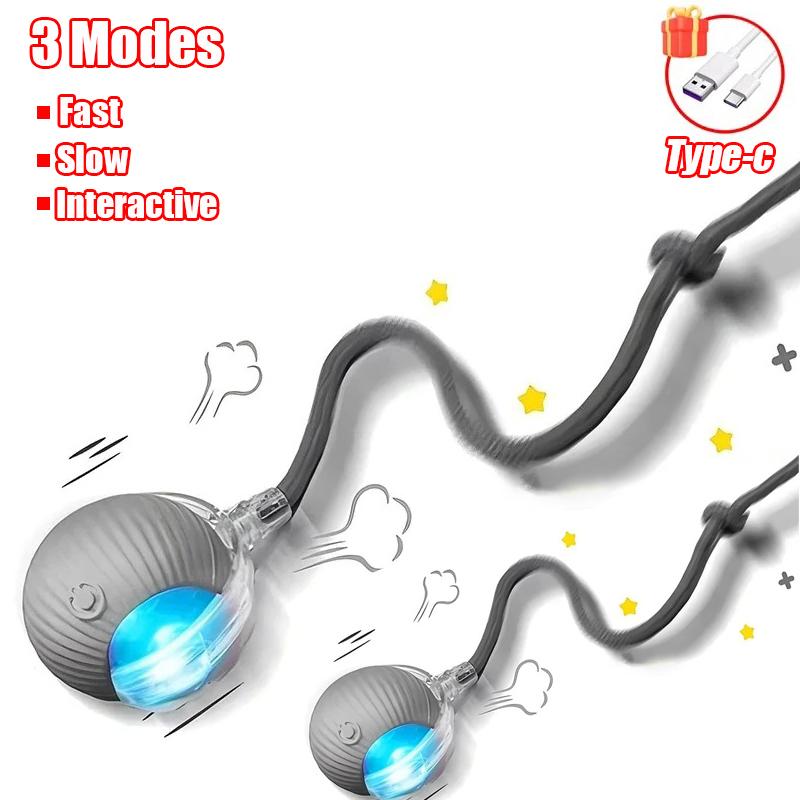 Новая интерактивная игрушка-мяч для кошек, автоматический катящийся мяч, искусственный хвост, перезаряжаемая умная электрическая игрушка для питомцев, дрессировка собак и кошек, имитация мыши