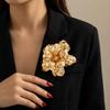 3D Layered Geometric Metal Pin Large Corsage Ornament Elegant Flower Brooch  Suit