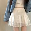 Женская летняя повседневная короткая многослойная юбка с эластичным поясом, однотонная уличная мини-юбка А-силуэта