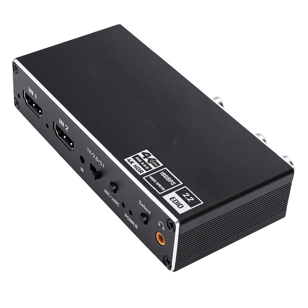 Переключатель HD Multimedia Interface 2.0 ARC 2 в 1 с извлечением звука, поддержка 4K 60Hz для HDTV