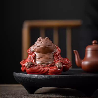 Чайный питомец из фиолетовой глины, ручной работы, привлекает богатство, скульптура Феи, поднимающей чайную платформу, украшение в стиле дзен