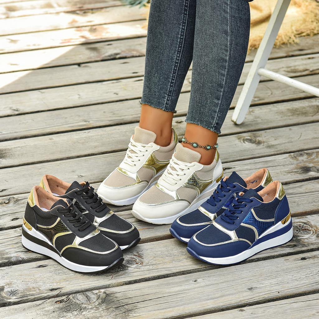 Women's Lightweight Wedge Sneakers Fashion Lace Up Running Shoes for Women Casual Comfortable Walking Shoes Plus Size