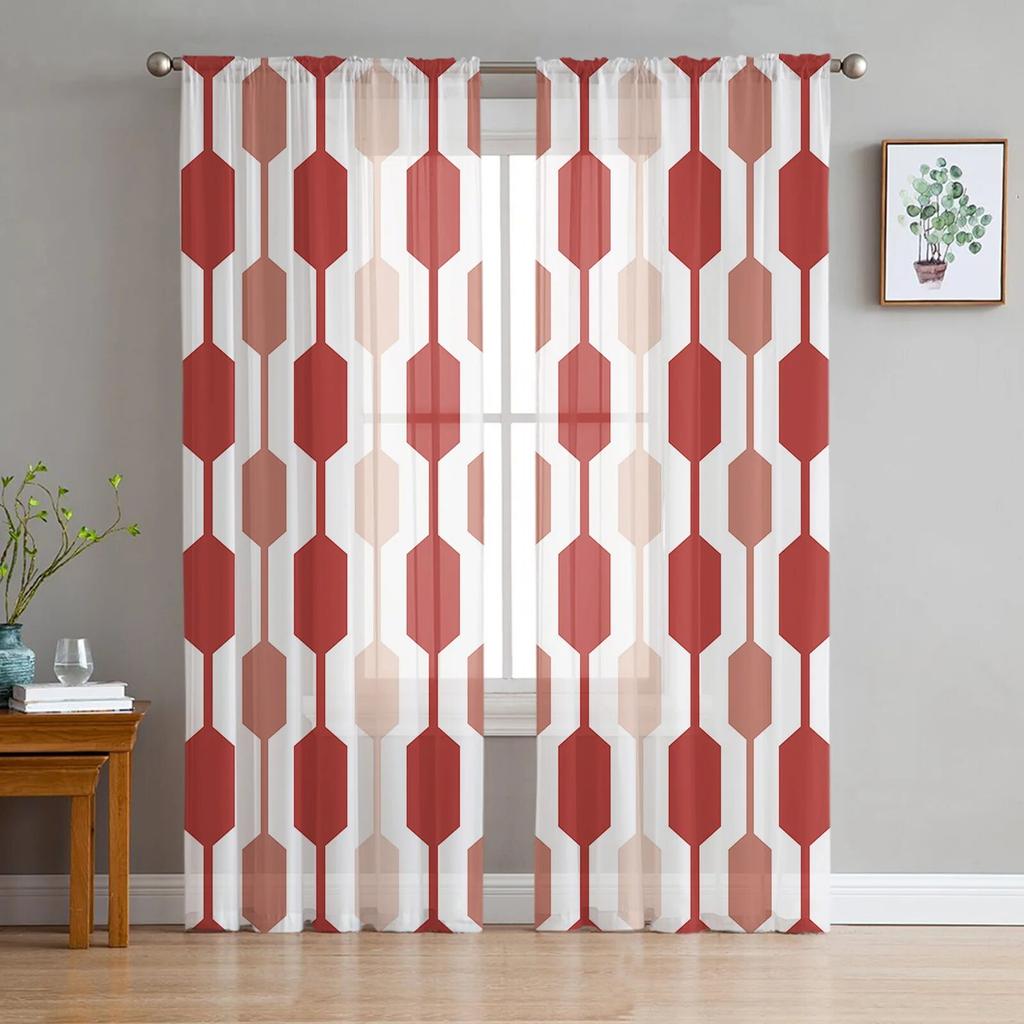 Тюлевые шторы с геометрическими полосками для гостиной, шифоновая вуаль, прозрачная оконная занавеска для спальни
