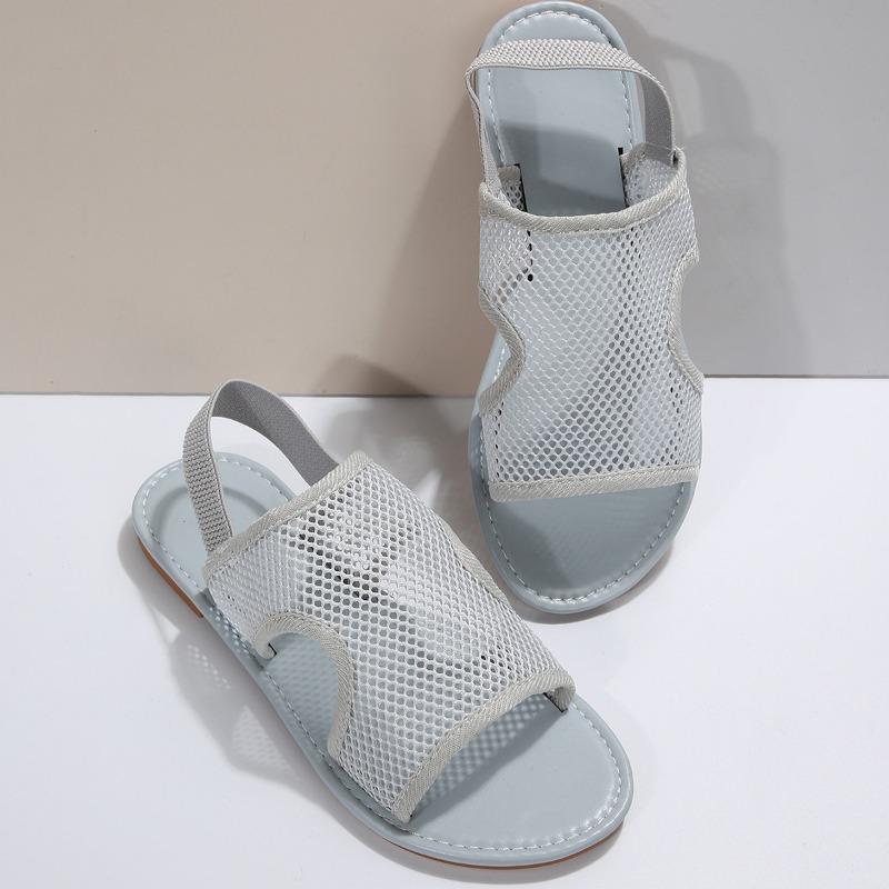 European and American Sandals Women's 2024 Summer New Versatile Comfortable Mesh Breathable Flat Sandals Zapatos De Mujer