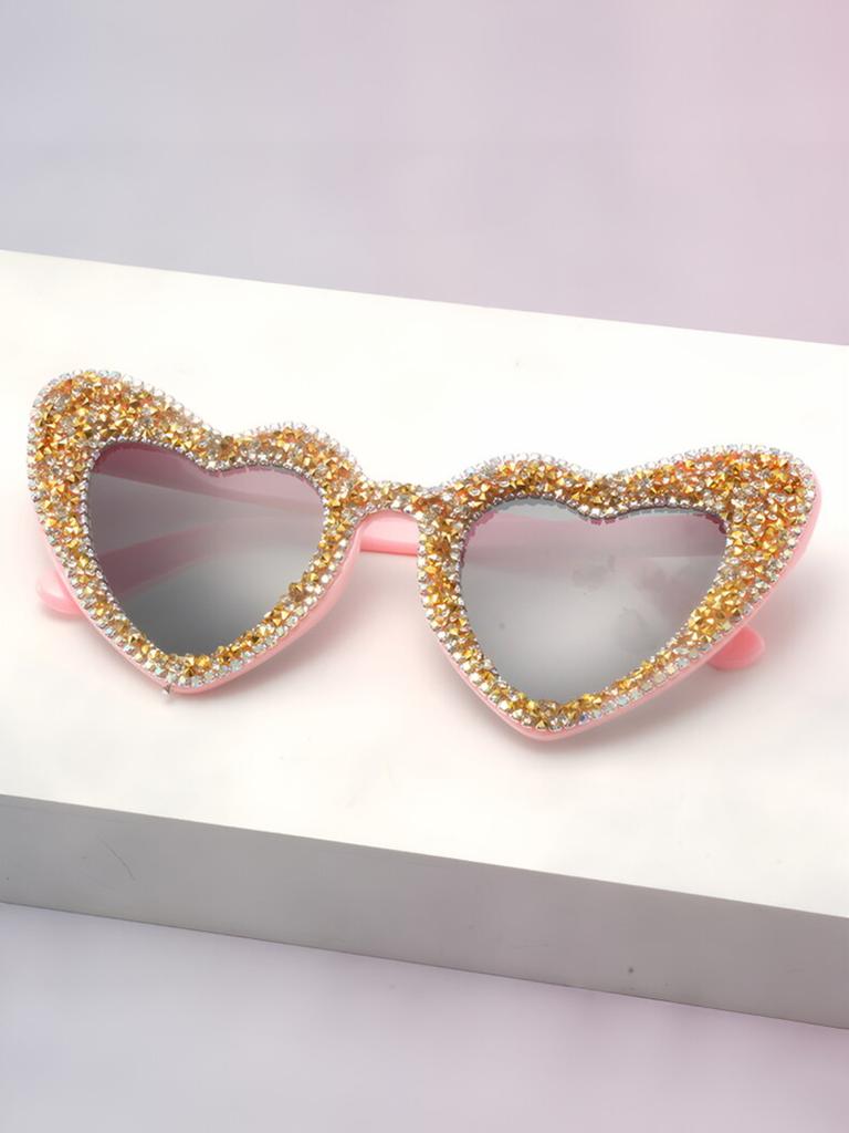 2026 Cute Diamond Encrusted Heart Style Women Sunglasses Trendy Female Sun Glasses Romantic Lady Light Luxury Gift KJ162