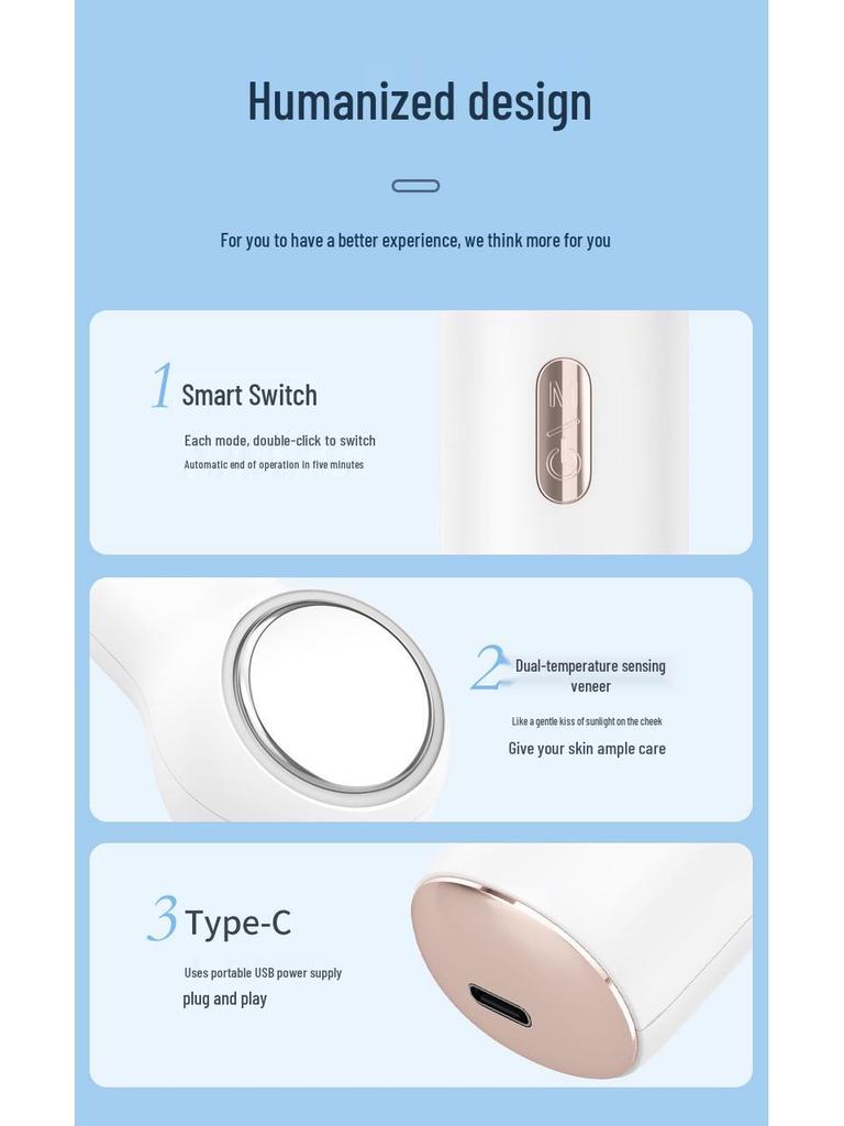 Горячий и холодный ледяной молоток для лица: Минимизатор пор и устройство для светотерапии красным/синим светом