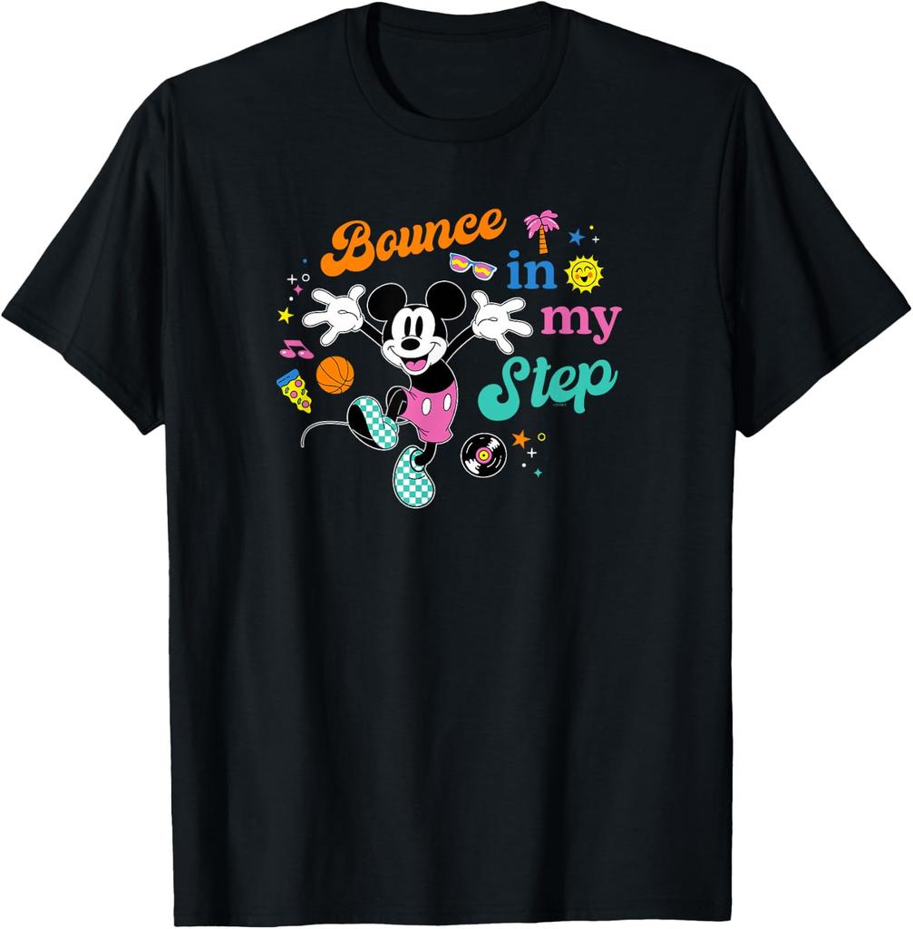 Fashion Casual Mickey Mouse Bounce in My Step Retro Vinyl T-Shirt Unisex