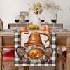Стол на День Благодарения, льняная дорожка для стола, клетчатый буйвол, гном, украшения на День Благодарения, украшения для домашнего стола, праздничные подарки