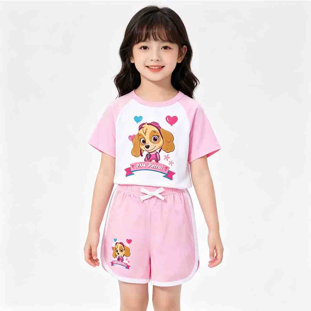 Kids Patrol Skye Printing Cotton Tshirt Shorts Girls Boutique Clothes For Cotton Home Clothing Children's Clothes Set Cosplay Teen Girls Outfits