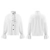 Kids Renaissance Medieval Victorian Vintage Retro Shirt Pirate Shirt Long Sleeve Ruffle Frill Trim Shirt Cosplay Costume