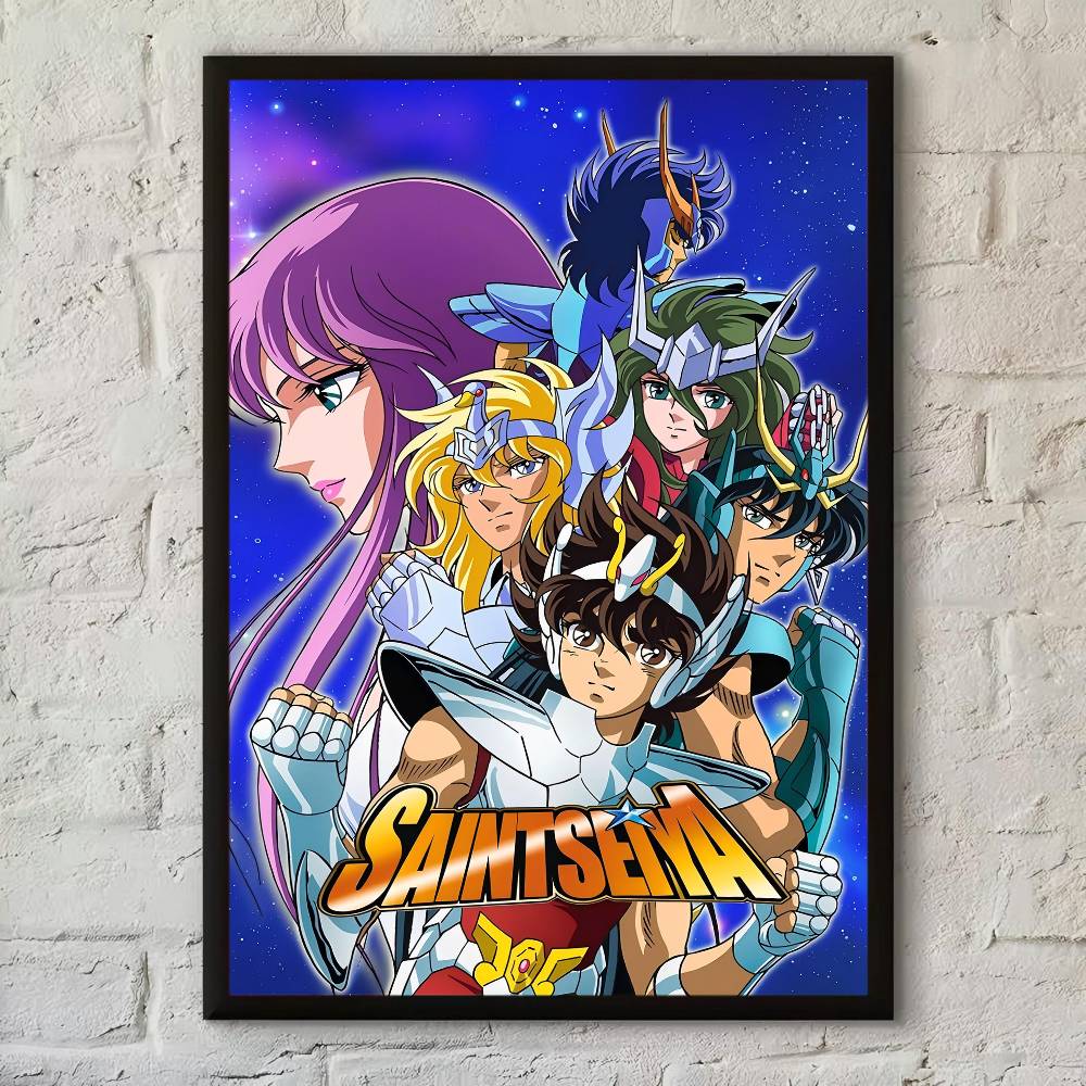 Classic Anime Saint Seiya Anime Posters Sticky Waterproof Paper Sticker Coffee House Bar Kawaii Room Decor