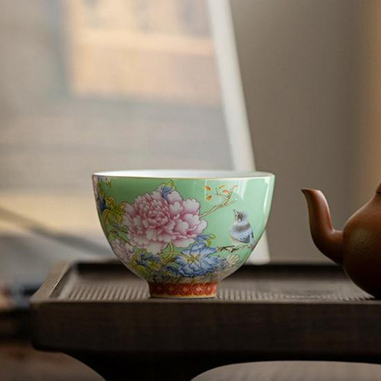 Керамическая чашка для чая в стиле кунг-фу, покрытая эмалью