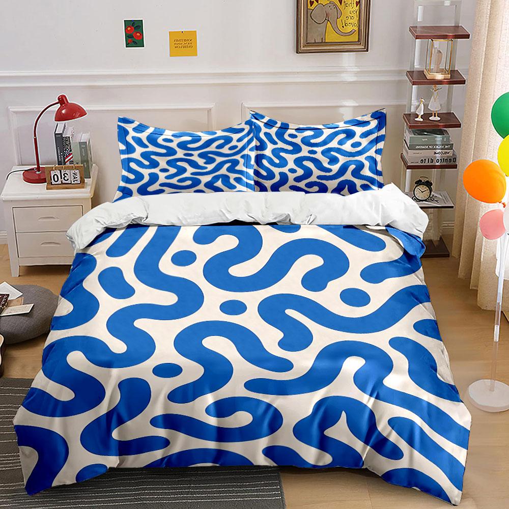 Blue Abstract Pattern Bedding Bedding Duvet Cover Set Duvet Cover Pillowcases (1 * Duvet Cover 2 * Pillowcases, without duvet insert)