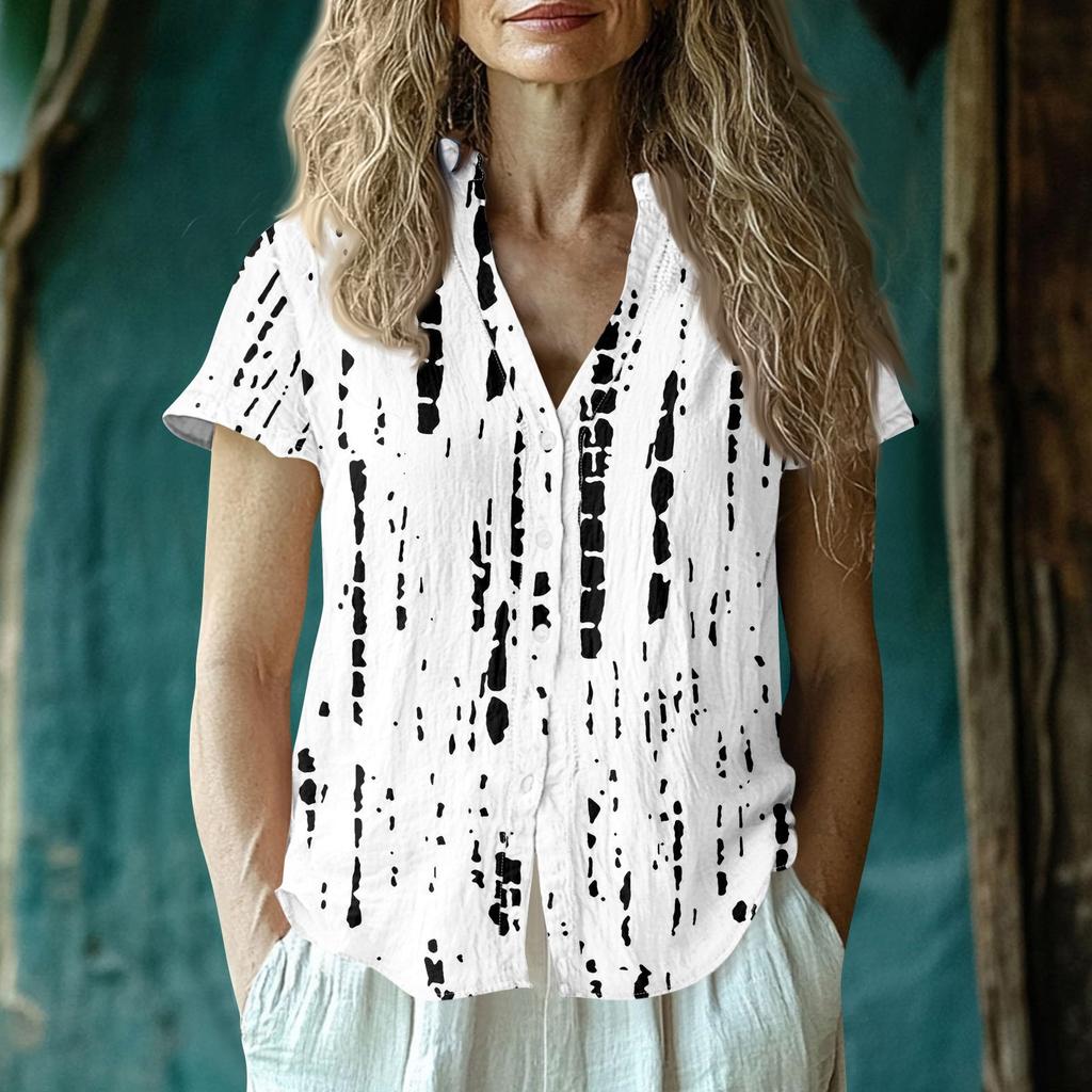 Женская повседневная футболка с коротким рукавом и V-образным вырезом, футболка с принтом