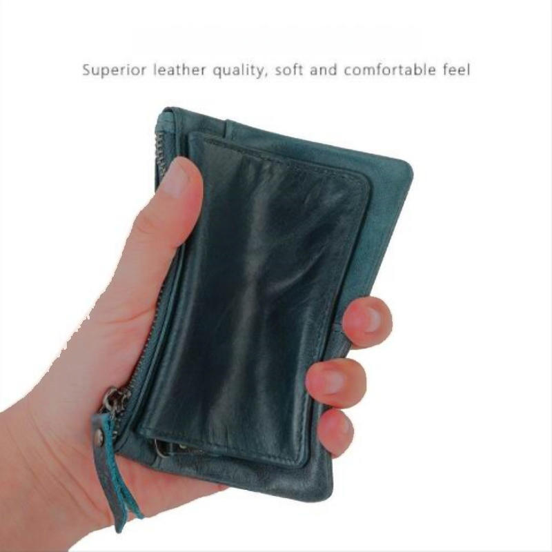 Mini Leather Coin Purse Retro Creative Multifunctional Credit Card Holder Short Wallet for Women Men