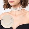 Women Necklace Faux Pearl Decor Four Layers Adjustable Length Solid Color Stainless Neck Decoration Jewelry Prom Party Banquet Bride Choker Necklace