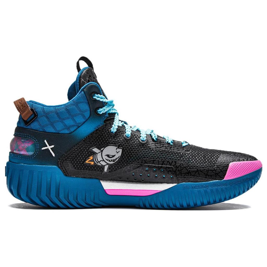 Li Ning League Of Legends X  Anti Five 3 Jinx Shock Absorbing Wear Resistant Lightweight Mid Top Basketball Shoes Men Sneaker Black Blue ABFT025-4