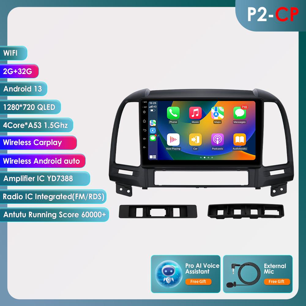 OSSURET 2din Android Автомагнитола для Hyundai Santa Fe 2 2006 - 2012 Автомобильный Радио Мультимедиа Видео Плеер GPS Navi Головное Устройство Интеллектуальный Carplay Auto RDS