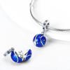 Блестящие Волшебные Глаза 100% Стерлингового Серебра 925 Ослепительно Синий Циркон Подвески Оригинальный FitNew Браслет DIY Изготовление Ювелирных Изделий PAC1002