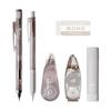 Tombow Pencil MONO X PiT Stationery Set Pastel Glass Brown 6 Piece Set (Mechanical Pencil 0.5mm X 2 Eraser Glue Stick Correction Tape Glue Tape) PCC-6
