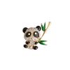 Милая брошь в виде панды из бамбука, универсальная брошь в виде животного из бамбука с бриллиантами, антибликовые аксессуары для куртки