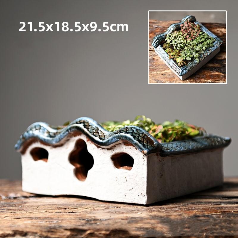 Керамический цветочный горшок в китайском стиле – креативный настольный контейнер для растений