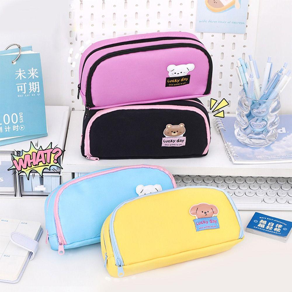 Desktop Storage Pen Pencil Bag Aesthetic Dopamine Pencil Pouch Cute Y2K Stationery Bag Office