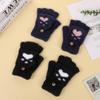 Winter Split-finger Flip-up Thickened Imitation Cashmere Gloves with Cute Paw Prints To Keep Warm Dual-purpose Women's Writing Korean Version