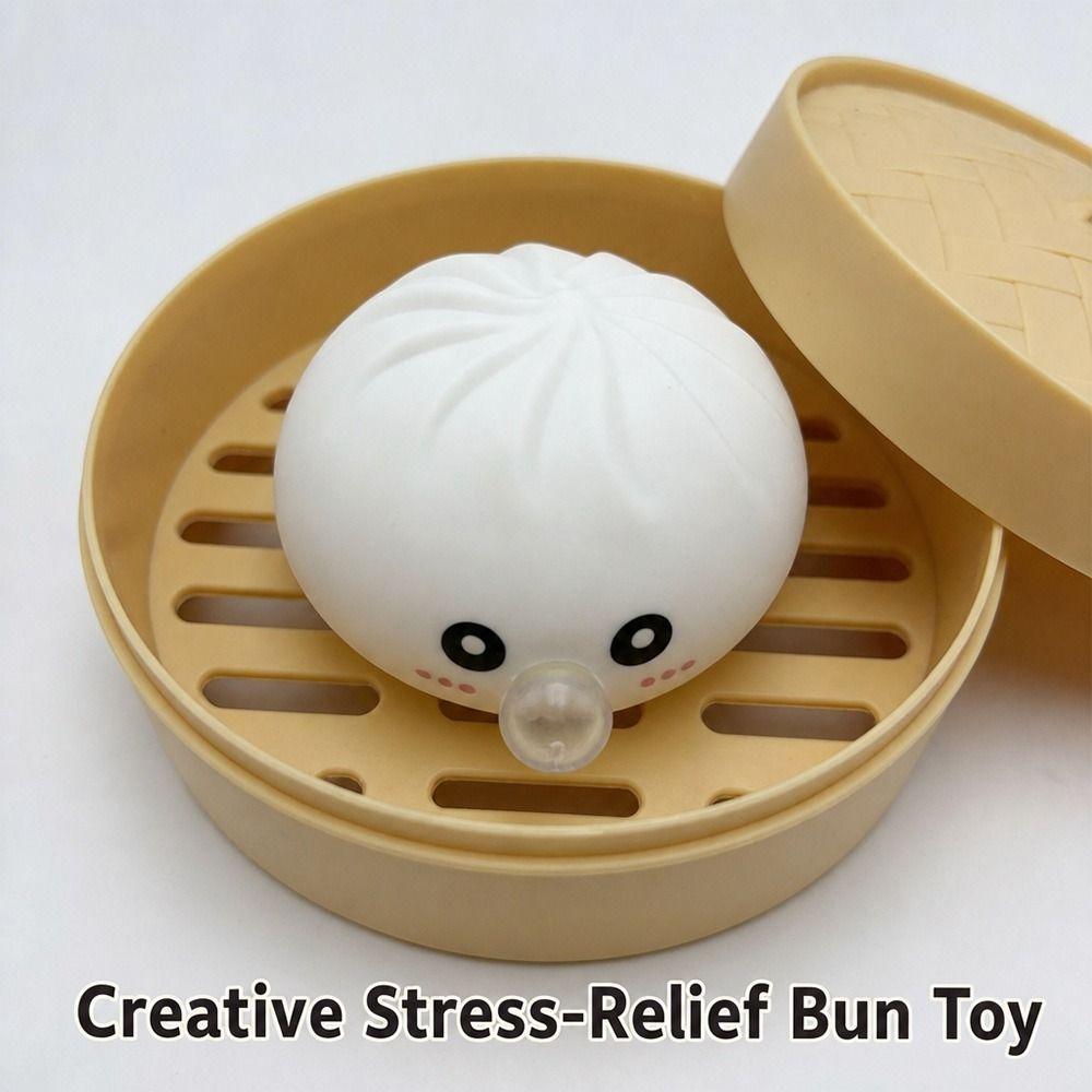 1pc with Steamer Decompression Squeeze Fidget Steamed Stuffed Bun Squishy Pinch  Relaxation Tool