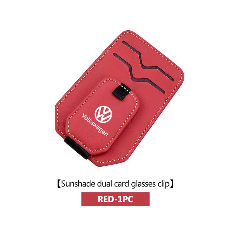 For Volkswagen VW Leather Car Glasses POIUHN7 Clip Sunroof Plate Dual-Clip Eyeglasses Clamp Scirocco Jetta Beetle Golf 4 5 6 Passat Polo