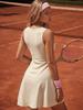 Women's Slim-Fit Sleeveless Tennis Dress with Pleats and Built-in Shorts