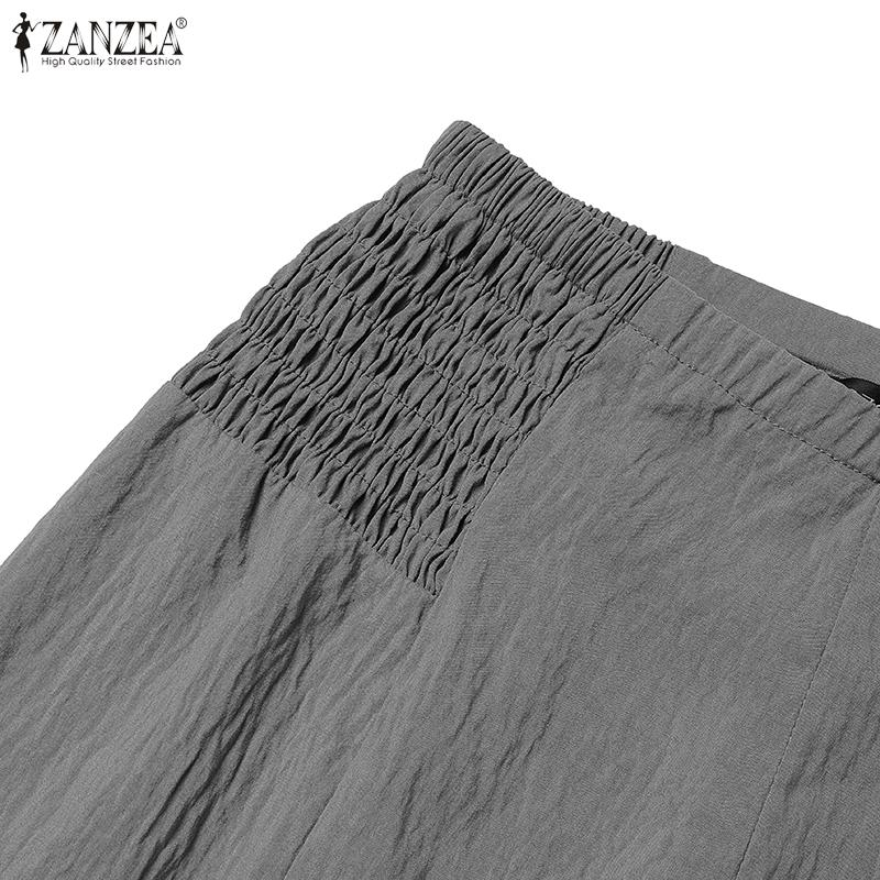 ZANZEA Женские летние свободные прямые плиссированные брюки