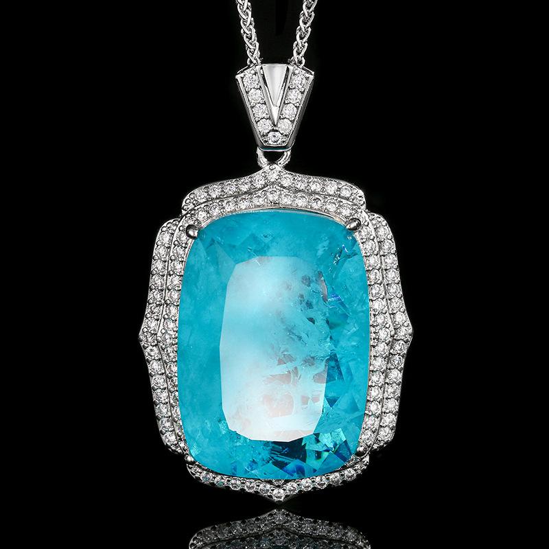 Jewelry Copper Bottom Gold-Plated Simulation Orange Red Zirconium Temperament Simple Pendant Necklace Main 20 * 28